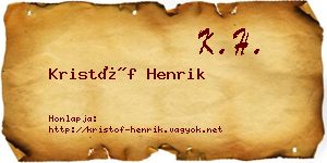Kristóf Henrik névjegykártya